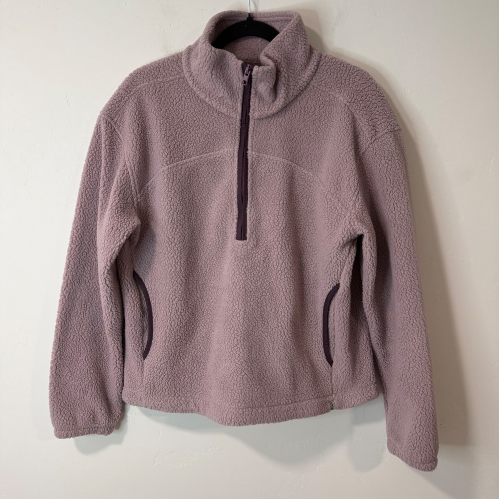 Stio Womens Rawlins Sherpa Fleece Pullover Medium Purple Mock Neck Half Zip
